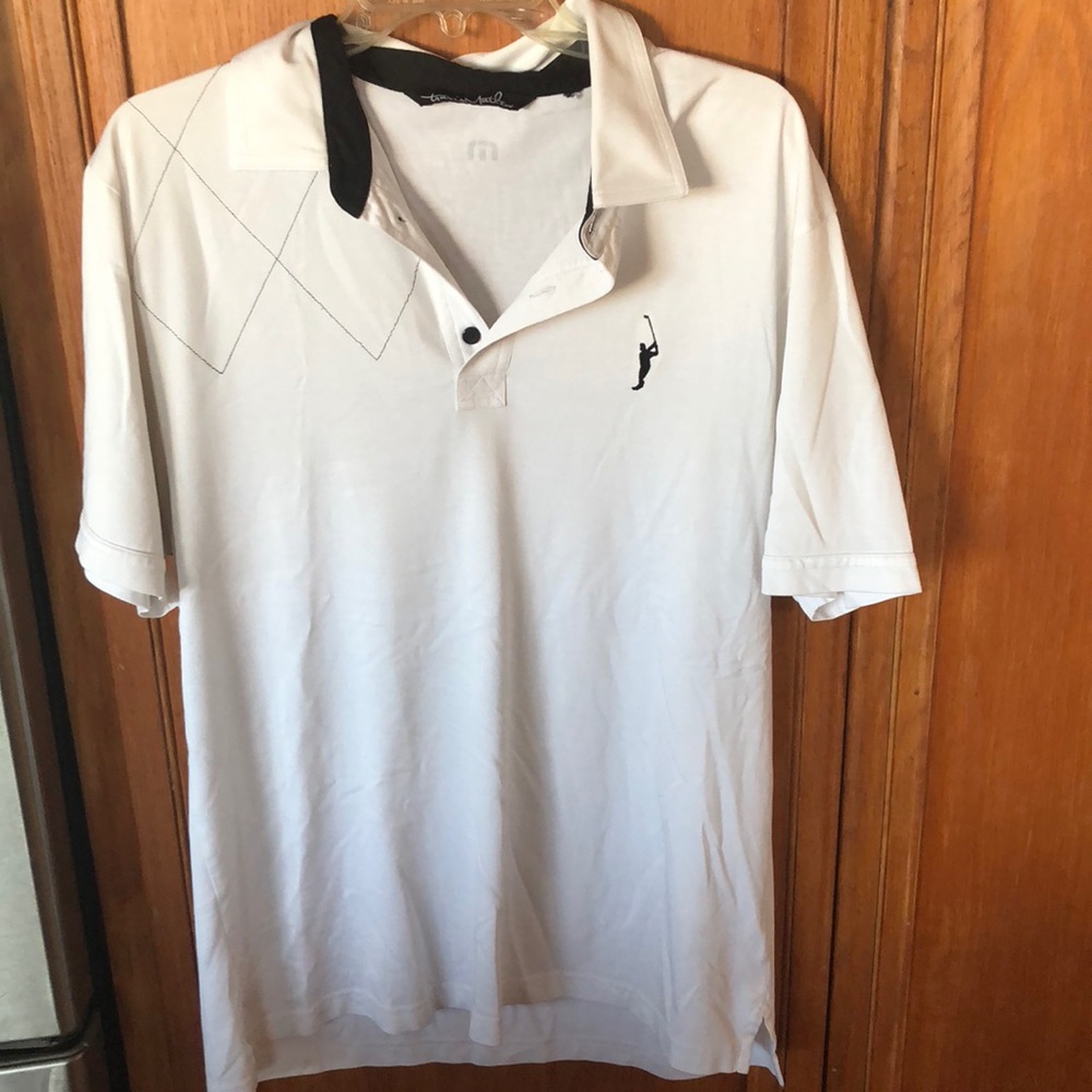 Travis Mathew Sz L White Golf Polo Shirt